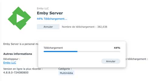 Installer l'application Emby Serveur sur un NAS Synology